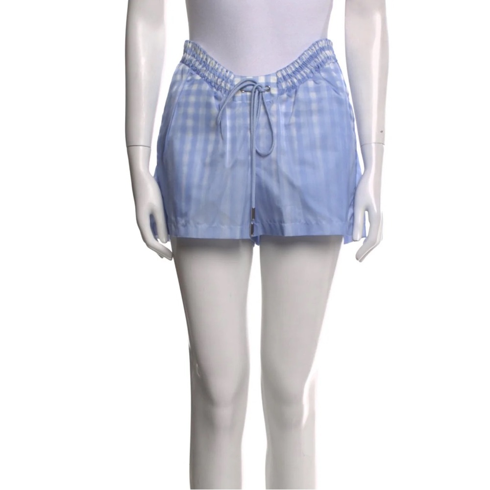 Brandon Maxwell Blue gingham Drawstring Shorts